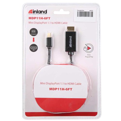 Inland Mini DisplayPort Male to HDMI Male Cable 6 ft. - Black