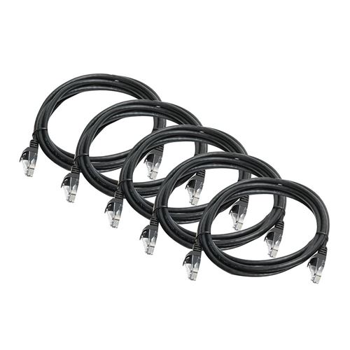 Inland 7 Ft. CAT 6 Snagless, Cross UTP, Bare Copper Ethernet Cables 5-Pack - Black