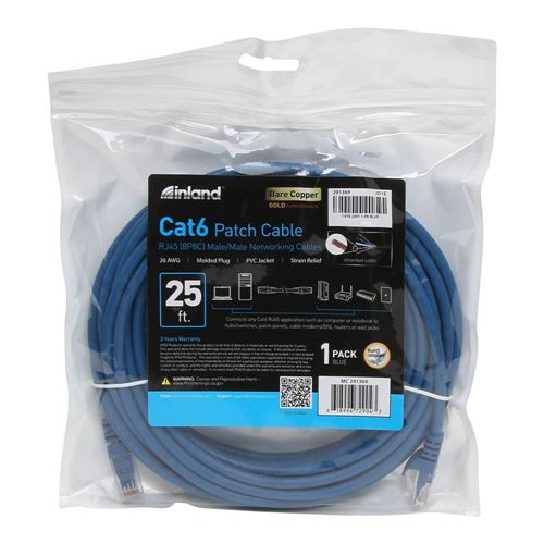 Inland 25 ft. CAT 6 UTP High Performance Ethernet Cable - Blue