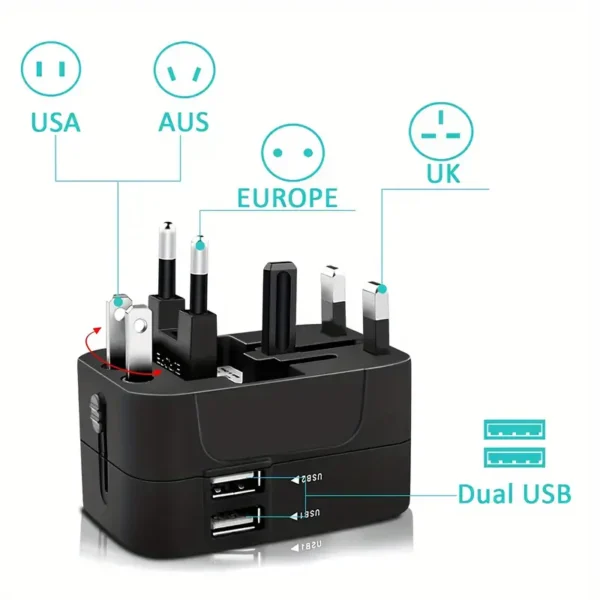 Universal Travel Plug Adapter 2 USB Ports