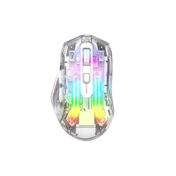 HXMJ Wireless Gaming Mouse, Tri-Mode (Wired/2.4G/Bluetooth), Silent Click, RGB, White