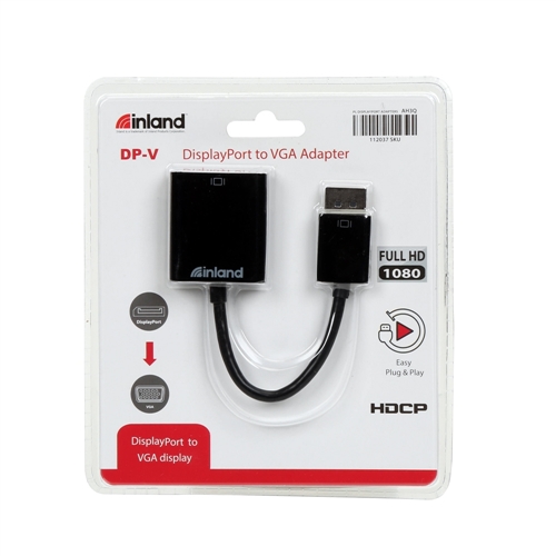 Inland DisplayPort Male to VGA Female Adapter - Black