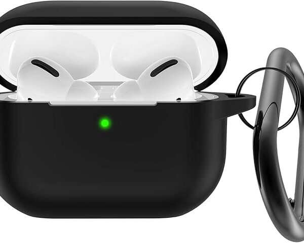 AirPods Pro 2 Case – Soft silicone, keychain, black, protective.