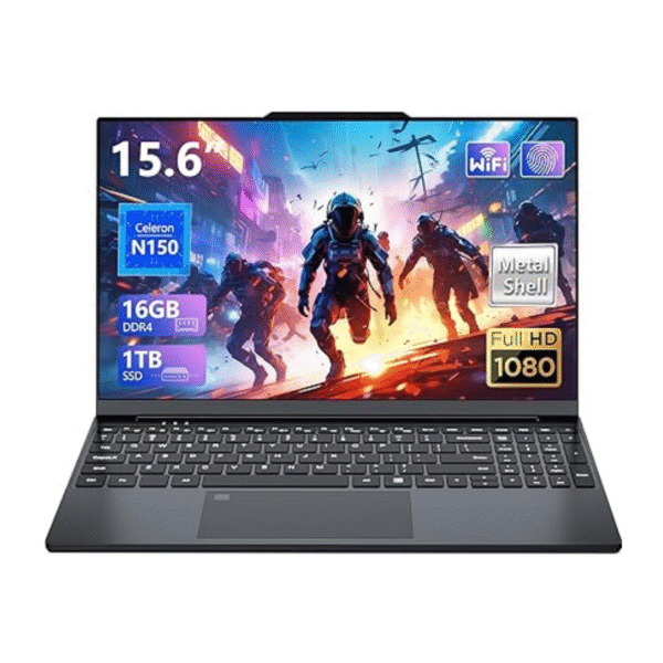 15.6" Gaming Laptop | N150 up to 3.6GHz | 16GB RAM | 1TB SSD | FHD | Backlit KB | Fingerprint | Win 11 Pro