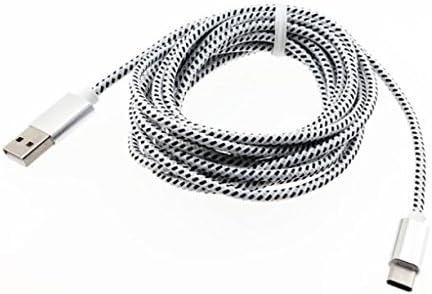 White Durable Braided 10ft Long Type-C Cable Rapid Charge USB Wire Sync USB-C Power Data Cord for ZTE Grand X Max 2, X3, X4, Duo LTE, ZMax Pro Z981