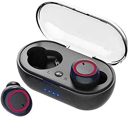 Wireless TWS Y50 5.2 Earbuds with Wireless Charging Waterproof Stereo Headphones in Ear Built in Black-red Headphones with Clear Sound