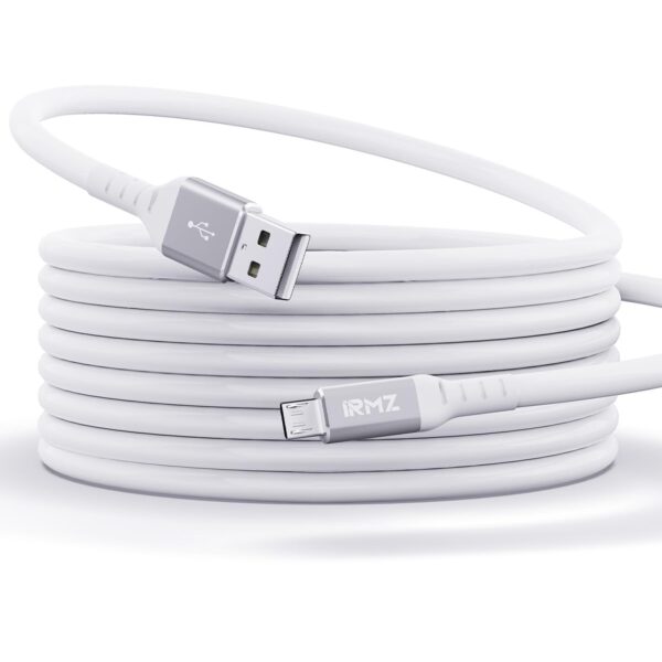 White Micro USB Cable 10ft, Long USB A to Micro USB Charger Cable Flexible, 10 ft MicroUSB Charging Cord for Samsung Galaxy S7, Old Kindle, Camera, PS4/Xbox One Controller