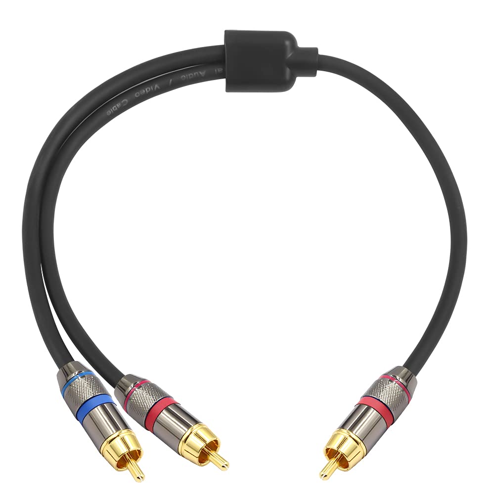 YABEDA RCA Y Cable,Gold Plated RCA Male to Dual RCA Male (1 Male to 2 Male) Stereo Audio Y Adapter Subwoofer Cable - 1.6feet/50cm
