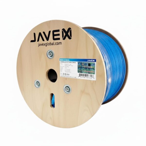 JAVEX 23AWG CAT6A Ethernet Cable Wire 100% Shielded FTP [UL CMR Riser, for PoE++] Made in Taiwan Solid Pure Copper 750MHz, ETL Listed, 500 Feet, Blue