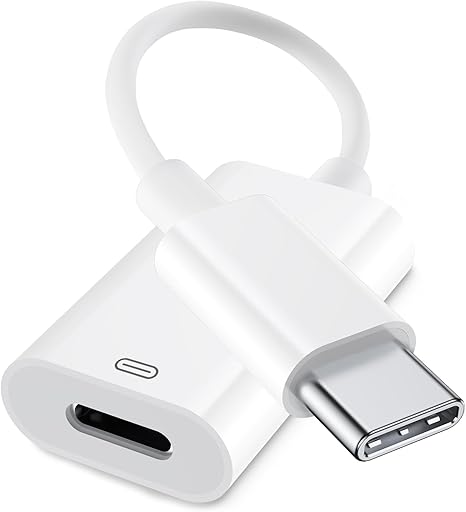 Lightning to USB C Adapter Headphone Audio, Support Charge & Data Transfer & Line Control, Female Lightning to USBC Male Wired Earbuds Adapter, Compatible with Apple iPhone 16-15 / USB-C iPad