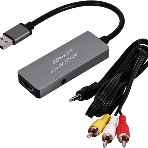 USB Video Capture Adapter, VHS to Digital Converter,Video Capture Card for VHS,RCA,HI9,hdmi for Video Streaming Convert VHS/DVD to Digital Format, RCA/S-Video/HDMI Input Optimized Version