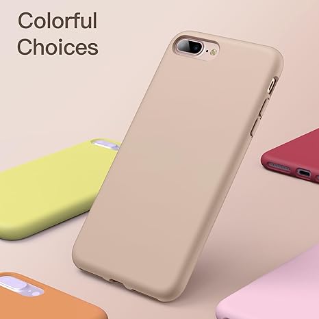 JETech Silicone Case for iPhone 7 Plus, iPhone 8 Plus, 5.5 Inch, Silky-Soft Touch Full-Body Protective Case, Shockproof Cover with Microfiber Lining (Gold)