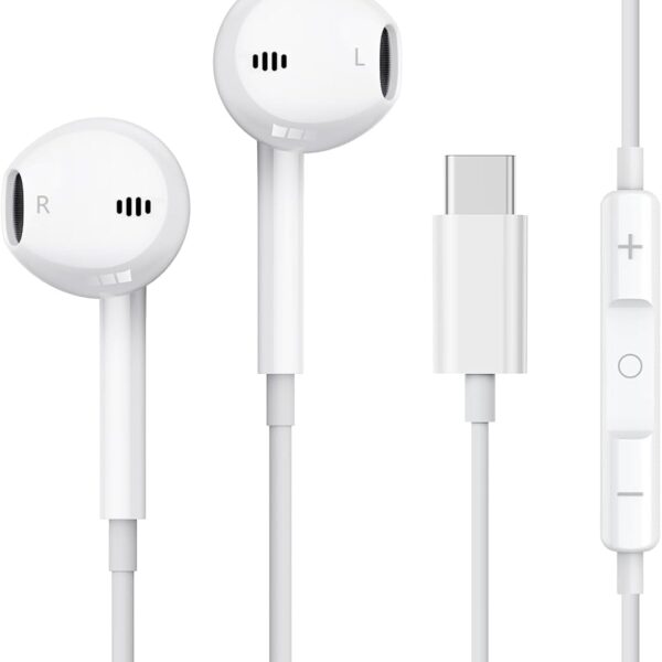USB TYPE C Headphones for iPhone 17 Pro Max 17 Air 16 15 14, Headphones for School [ Clear Calls ] HiFi Volume Contorl Ear Buds for iPhone/Galsxy/iOS/Android/Switch/iPad/Kindle