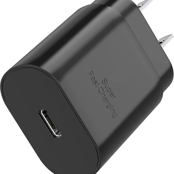 Galaxy S25 S24 USB C Charging Block 25W PD Super Fast Charger Type C Wall Plug Adapter Quick Charge for Samsung Galaxy S25/S24/S23/S22/S21/S20/Z Fold 3/4/5/Note20/iPhone 17/16 (Black 1Pack)