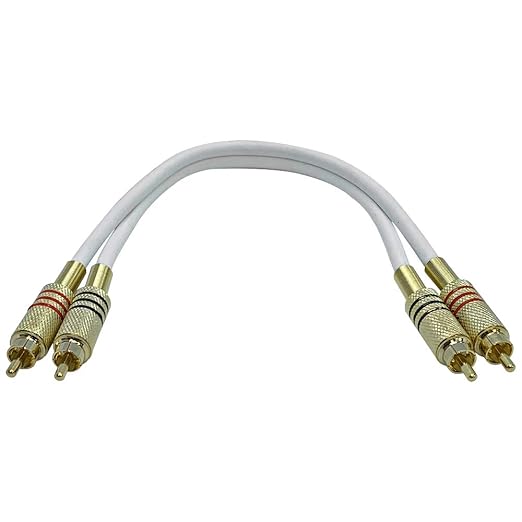 Seismic Audio - SAPRCA1-1 Foot White Dual RCA Male to Dual RCA Male Audio Patch Cable 2RCA to 2RCA Audio Cord