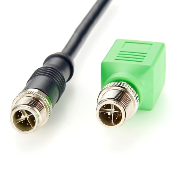 M12 X-Coded 8 Pin to RJ45 Adapter Cat6 Industrial Ethernet Shielded Connector IP67 Waterproof RJ45 to M12 Bulkhead Jack for Industrial Camera GigE Vision PoE Sensor