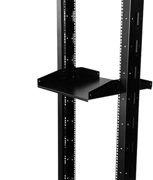 2 Post 42U Open Frame Server Rack 2-Post Server Rack Network Rack,with Movable casters，Comes with 2 Center Trays,for 19 Inch Equipment, Networking Data & IT Devices,1080lbs Weight Capacity(2P-DL-42)