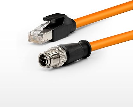 M12 X-Coded 8Pin Male to RJ45 Ethernet Cat6 Network Cable for Cognex Vision Industrial Camera, Barcode Scanner Readers and Automation Sensor Applications, IP67 High Flex Durable Shielded Cable