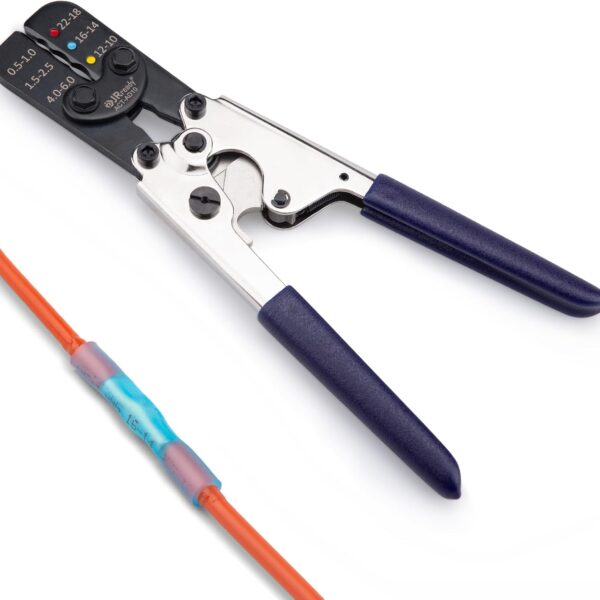 JRready ACT-AD10 Wire Crimping Tool for Heat Shrink Connectors AWG 22-10 - Ratchet Wire Terminal Crimper - Available For Heat Shrink Butt Connectors and Ring Fork Spade Splices