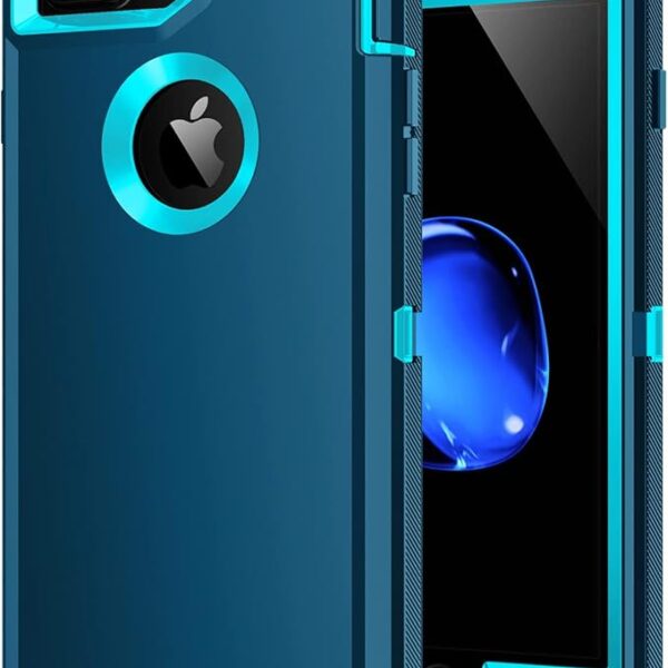 iPhone 8 Plus/7 Plus Case,[Built in Screen Protector] Heavy Duty Shockproof Dust/Drop Proof [3 Layers] Full Body Protection Rugged Cover Case for iPhone 8+/7+,Turquoise
