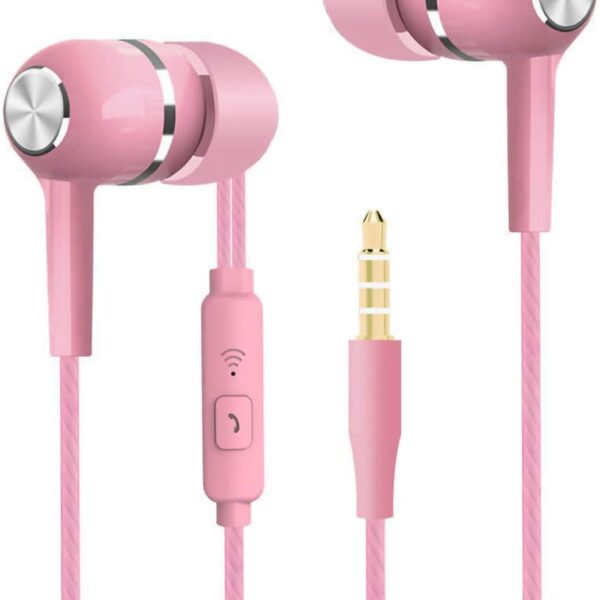 Earbuds Earphones, Wired Headphones in Ear, S12 Universal 3.5mm Earphone Wired Earbuds with Mic for Phone Pink with Mic