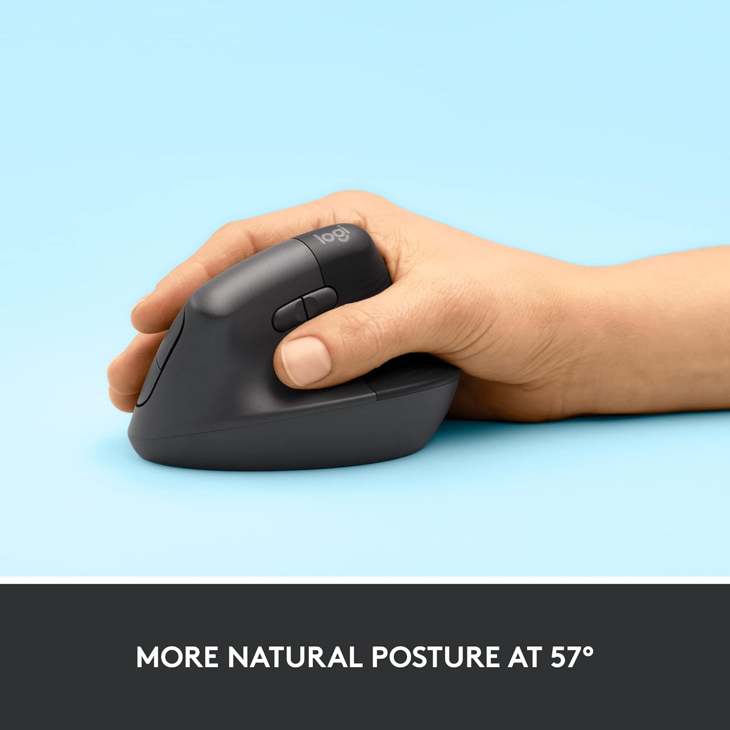 Logitech Lift Vertical Ergonomic Wireless Mouse - Black - Image 2