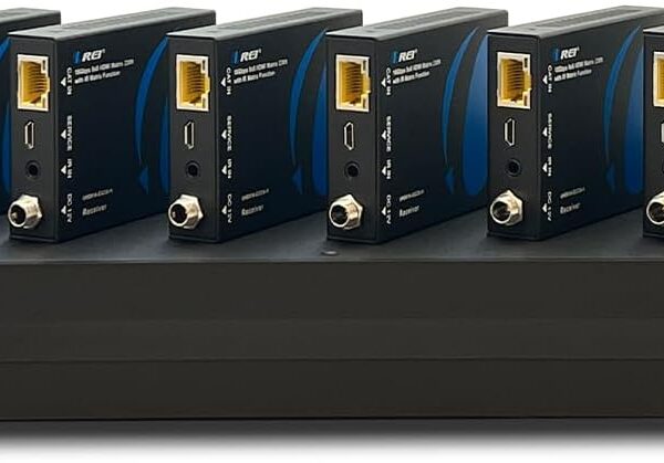 OREI 4K 8x8 HDMI Extender Matrix - UltraHD 4K @ 60Hz 4:4:4 Over Single CAT5e/6/7 Cable with HDR Switcher & IR Control, RS-232 - Up to 230 Ft - 8 x Loop Out - 8 Receivers Included