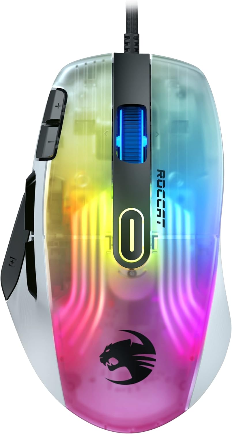 Roccat Kone XP - 3D Lighting Gaming Mouse with 19K DPI Optical Sensor, 4D Krystal Wheel, programmable Button Design & AIMO RGB Lighting, White - Image 5
