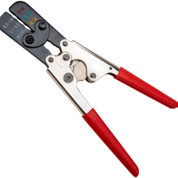 Master Appliance Professional Crimping Tool for Heat Shrink Wire Connectors - Ratcheting Wire Terminal Crimper for Multiple Gauge AWG Sizes (35084)