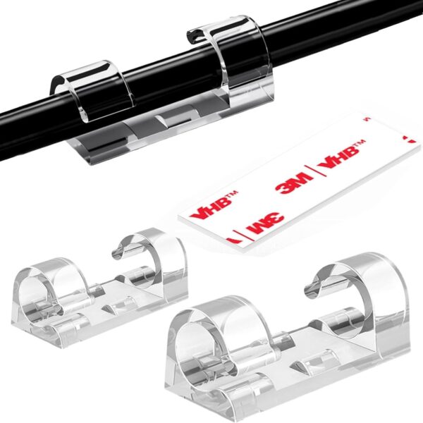 40 PCS Cable Clips (Small & Large),Adhesive Cable Clips for Wall,Finisher Wire Clamp for TV PC Laptop,Cable Management Clips Outdoor Light Clips