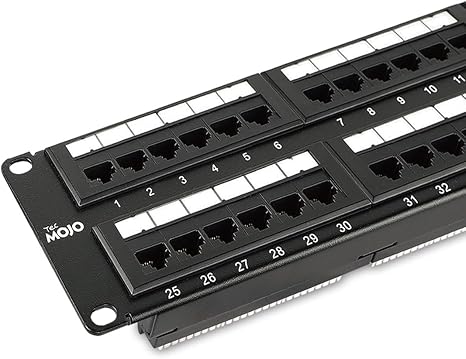 Tecmojo 48 Port Patch Panel, Cat6 Patch Panel, 2U Patch Panel, Network Patch Panel for 19 inch Rack Mount equipments,10G Support, Unshielded
