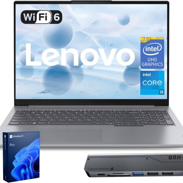 Lenovo ThinkBook 16 Business Laptop, 16" FHD+ Display, 8-Core Intel i5-13420H, 32GB DDR5 RAM, 1TB SSD, HDMI, SD Card Reader, Wi-Fi 6, Windows 11 Pro, Bundle with Thunderobot 7-in-1 USB-C Hub