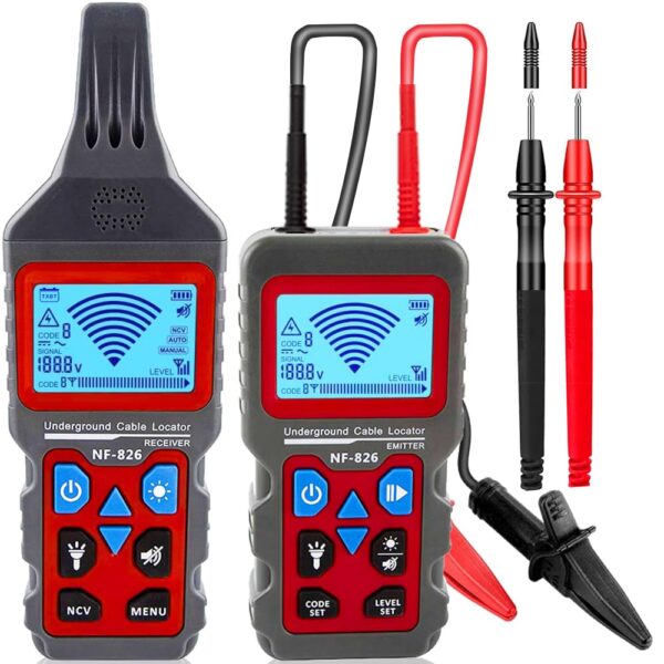 NF-826 Underground Wire Locator & Cable Tracer/Buried Wire Tracer and Cable Locator/Under Ground Circuit Tracer,for Dog Fence Cables Irrigation Control Wires,Tone Generator Kit (Professional Grade)