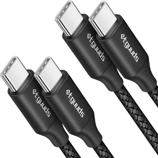 etguuds USB C to USB C Cable 4ft, 2-Pack, 60W Fast Charging Type C to C Charger Cord for iPhone 17 16 15 Pro Max Plus Air 16e, for MacBook/iPad USBC, Samsung Galaxy S25 S24 S23 A17 A16, Pixel