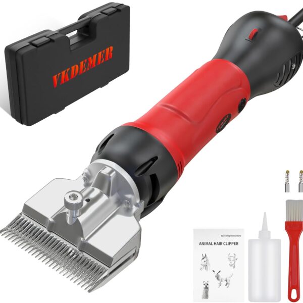 Horse Clippers,600W Professional Electric Horse Grooming Kit, Shaving Equine Clippers for Horses Goat Cattle Large Thick Coat Animals,6 Speeds Heavy Duty Farm Livestock Haircut Trimmer
