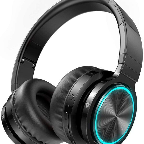 Picun B12 Wireless Bluetooth Headphones,HD Stereo Sound Over Ear Headphones with Built-in Microphones, Deep Bass 20 Hours Playtime, Fast Charge Bluetooth 5.0 Headset for Adults, School, Travel, Black