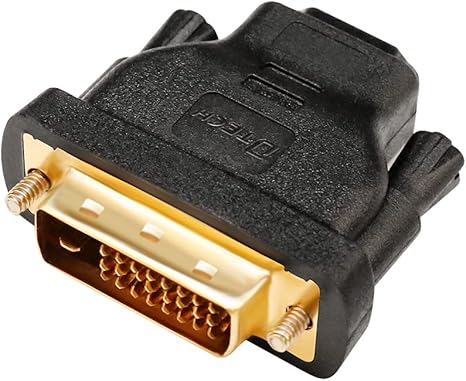 DTech DVI to HDMI Adapter DVI Male to HDMI Female Bi-Directional DVI-D Port Converter 4K 1080P Gold Plated Connector