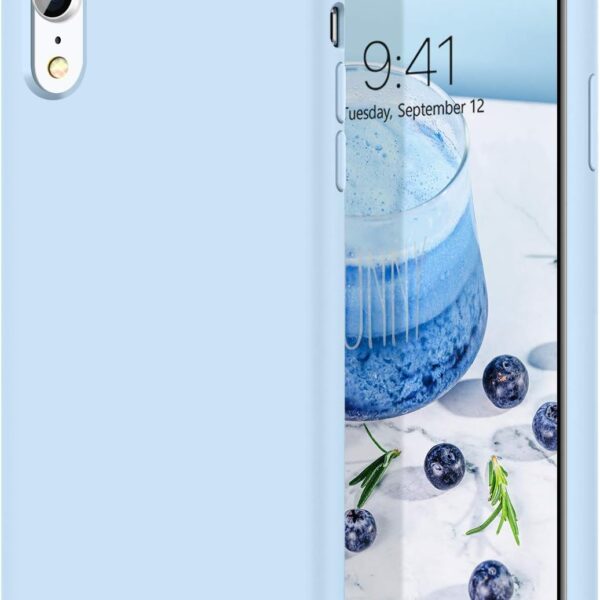 DOMAVER iPhone XR Case Silicone iPhone XR Phone Case Soft Gel Rubber Microfiber Lining Cushion Texture Cover Shockproof Protective, Light Blue