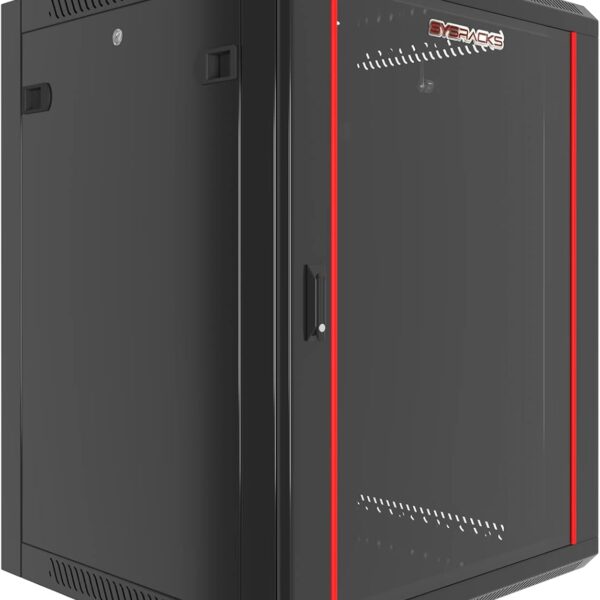 Wall Mount Server Rack Cabinet Locking Computer Cabinet Network Enclosure for Electronics Security Audio Video AV Equipment Data Rack 24-Inch Depth Server Cabinet (12U)