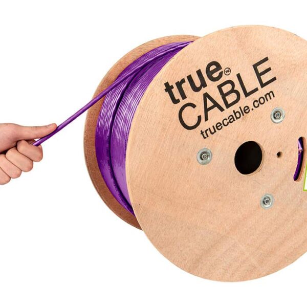 TRUE CABLE Cat6A Riser (CMR), Bulk Ethernet Cable, 1000ft, Purple, 23AWG Solid Bare Copper, Unshielded Twisted Pair (U/UTP), 750MHz, PoE++ 100W, ETL Listed