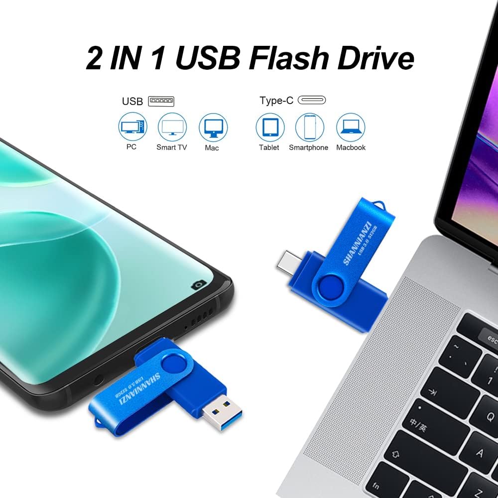 512GB USB Flash Drive Type-C 2 in 1 Dual 3.0 Waterproof High Speed Thumb Memory Stick for Storage Computers and Tablets - Image 2