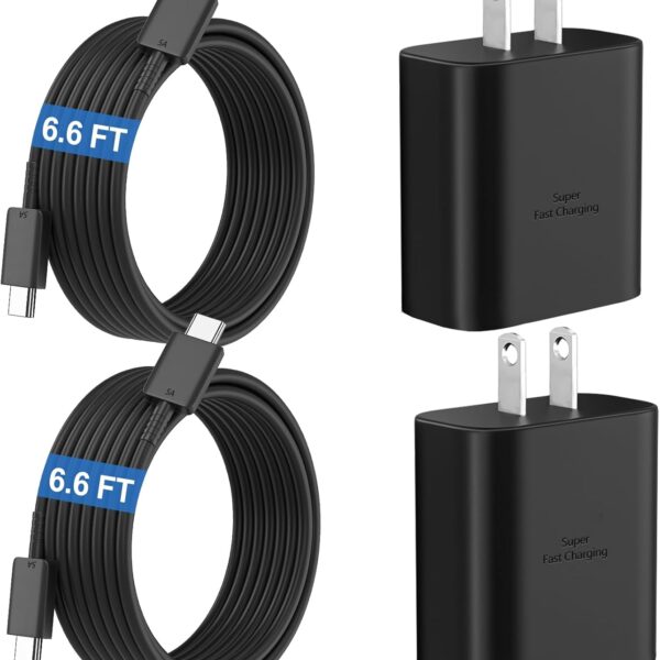 45W Super Fast Charger USB C Android Phone Type C Charger Fast Charging Block with 6.6FT Charge Cord for Samsung Galaxy S25 Ultra/S25+/S24 Ultra/S24+/S23 Ultra/S23+/S22 Ultra/S22+/S20 Ultra/Note 10+