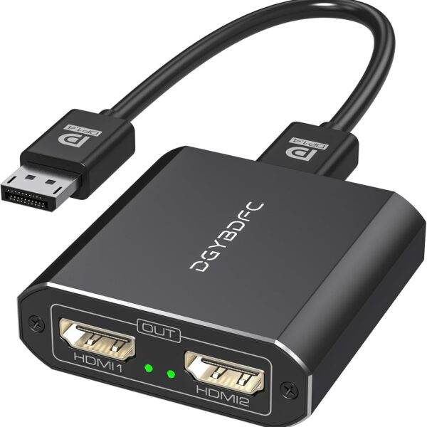 4K60Hz Displayport to Dual HDMI Adapter for PC Laptop Graphics Card DP 1.4 to 2 HDMI2.0 Monitors Extension Display Displayport to HDMI Splitter 1 in 2 Out Hub MST Extend Mode for Windows Only