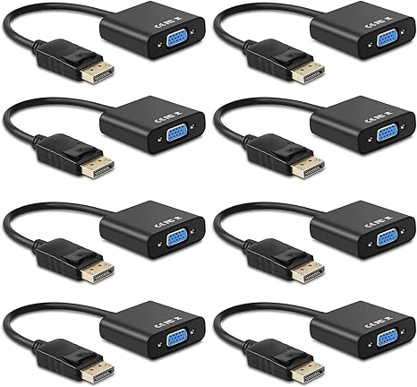Display Port to VGA Adapter,8 Pack Gold-Plated DisplayPort DP to VGA Converter (Male to Female) for Computer, Desktop, Laptop, PC, Monitor, Projector, HDTV