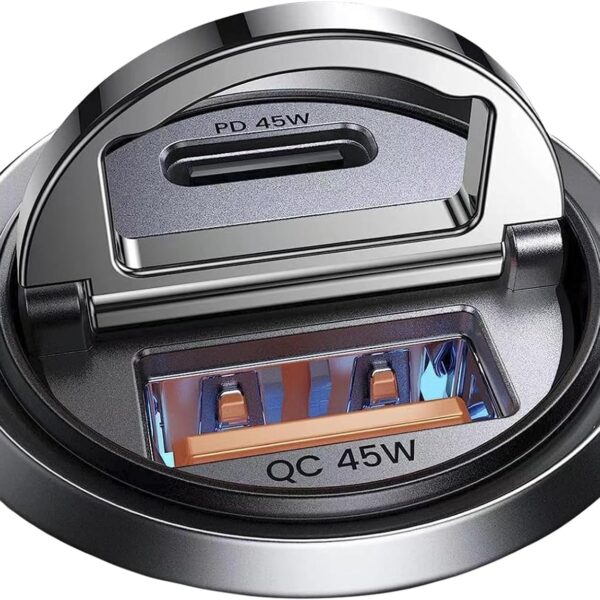 MRGLAS 90W USB C Car Charger Fast Charging,[Invisible Design] All Metal Car Charger USB C PD45W+QC3.0 Dual Port Cigarette Lighter Car Adapter for iPhone 17 16 Pro Max Air Plus 15 Samsung S25 Ultra