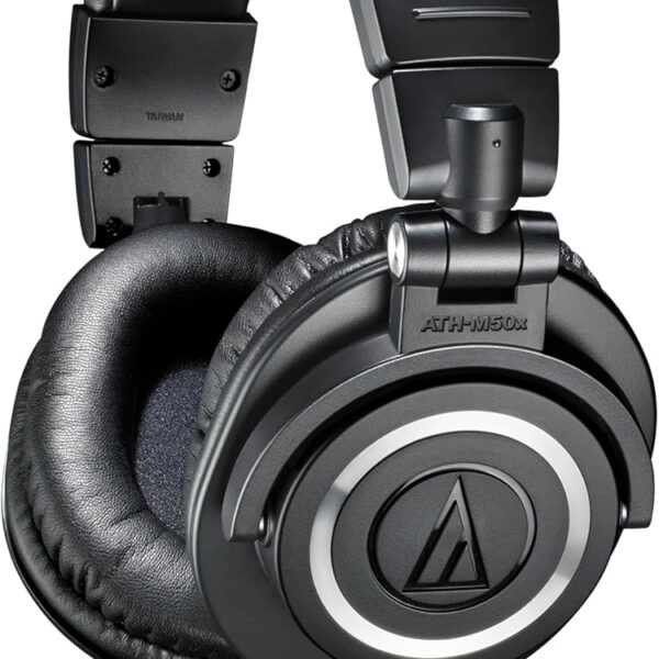 Audio-Technica ATH-M50X Professional Studio Monitor Headphones, Black, Professional Grade, Critically Acclaimed, with Detachable Cable