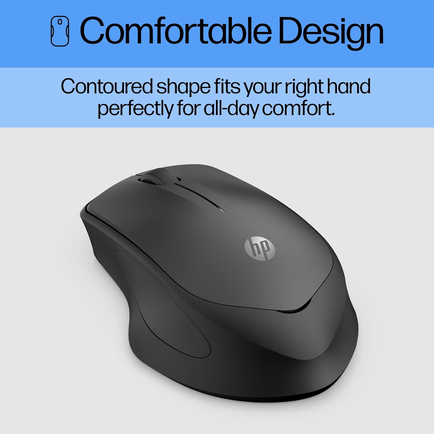 HP 280 Silent Wireless Mouse - Ergonomic, Right-Handed Design - 2.4GHz USB Wireless Connection - Multi-Surface Technology, 1600 DPI Optical Sensor - Win, Chrome, Mac OS - Image 2
