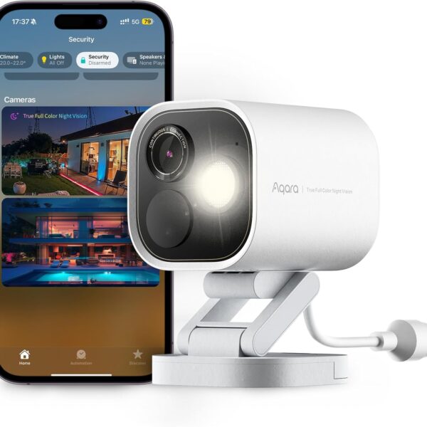 Aqara 4MP Camera Hub G5 Pro PoE, True Color Night Vision Security Camera Outdoor, HomeKit Secure Video, Thread Border Router, Local Detection, Thread/Zigbee, Supports Alexa, Google, Smartthings, White