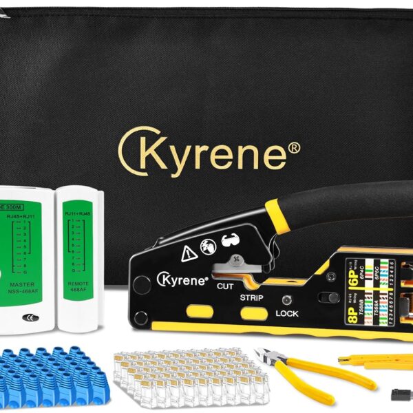 Pass Through RJ45 Crimp Tool Kit, RJ45 Ethernet Crimper Cat5 Cat5e Cat6 Crimping Tool Kit