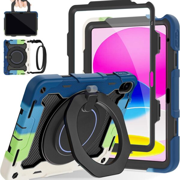 ROISKIN Case for iPad (A16) 11th Generation 11 Inch 2025, iPad 10th Generation Case 10.9" for Kids with Screen Protector,360 Kickstand & Handle,Shoulder Strap,Heavy Duty Military Grade Drop Protection